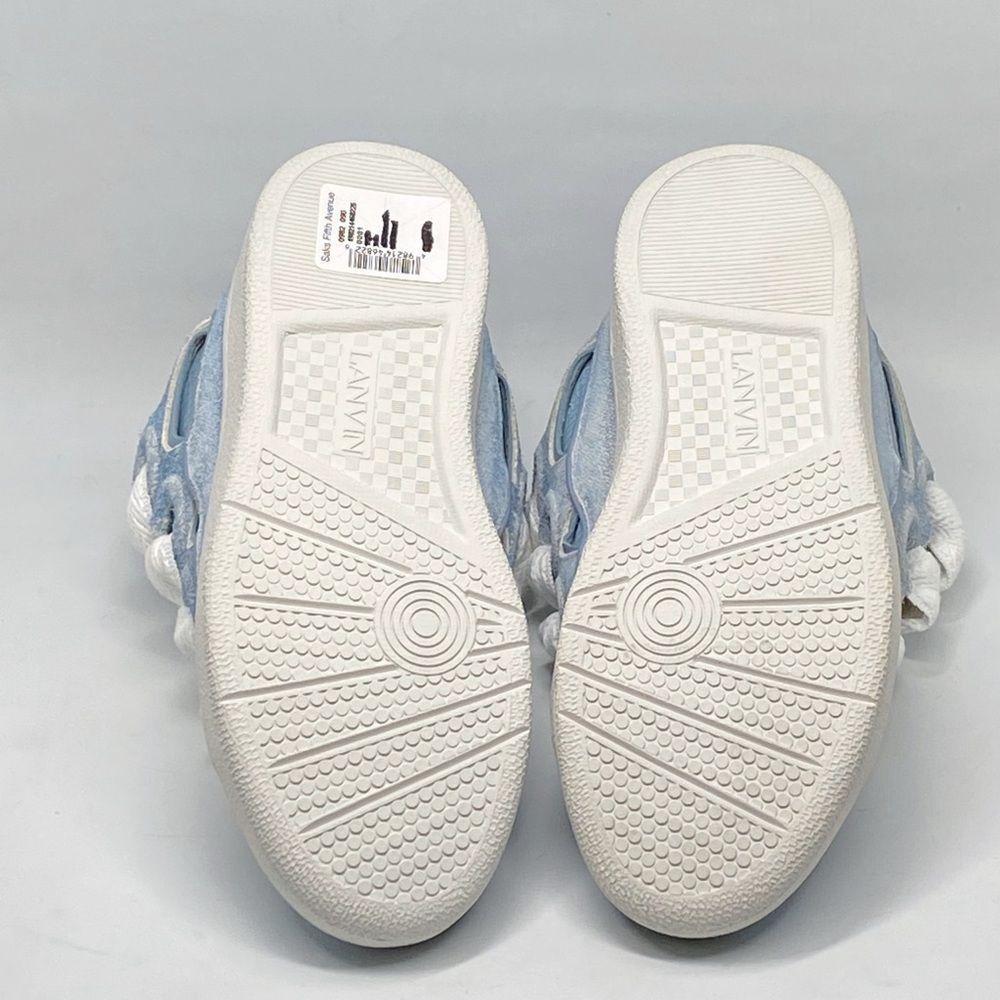 Lanvin Unisex Curb Denim-Effect Leather Sneakers size 40 - Picture 10 of 11